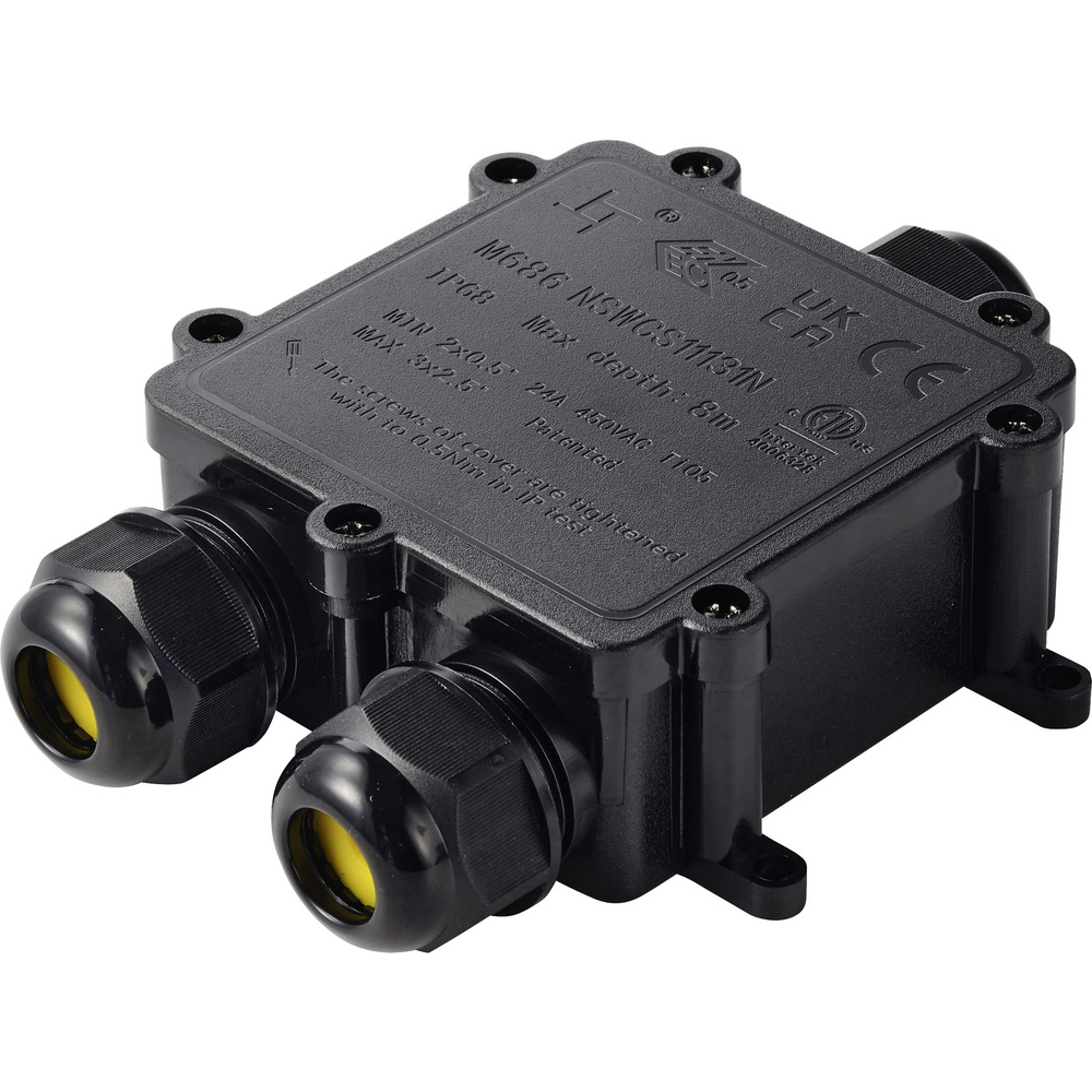Tru Components Abzeigdose Ip68 Wasserdicht, 3 Eingänge, 0,5 - 4,0 Mm² Tc-14745288 Schwarz Tru Compo