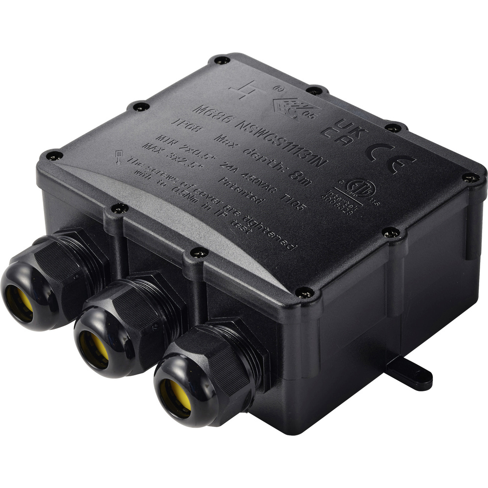 Tru Components Abzeigdose Ip68 Wasserdicht, 4 Eingänge, 0,5 - 4,0 Mm² Tc-14745292 Schwarz Tru Compo