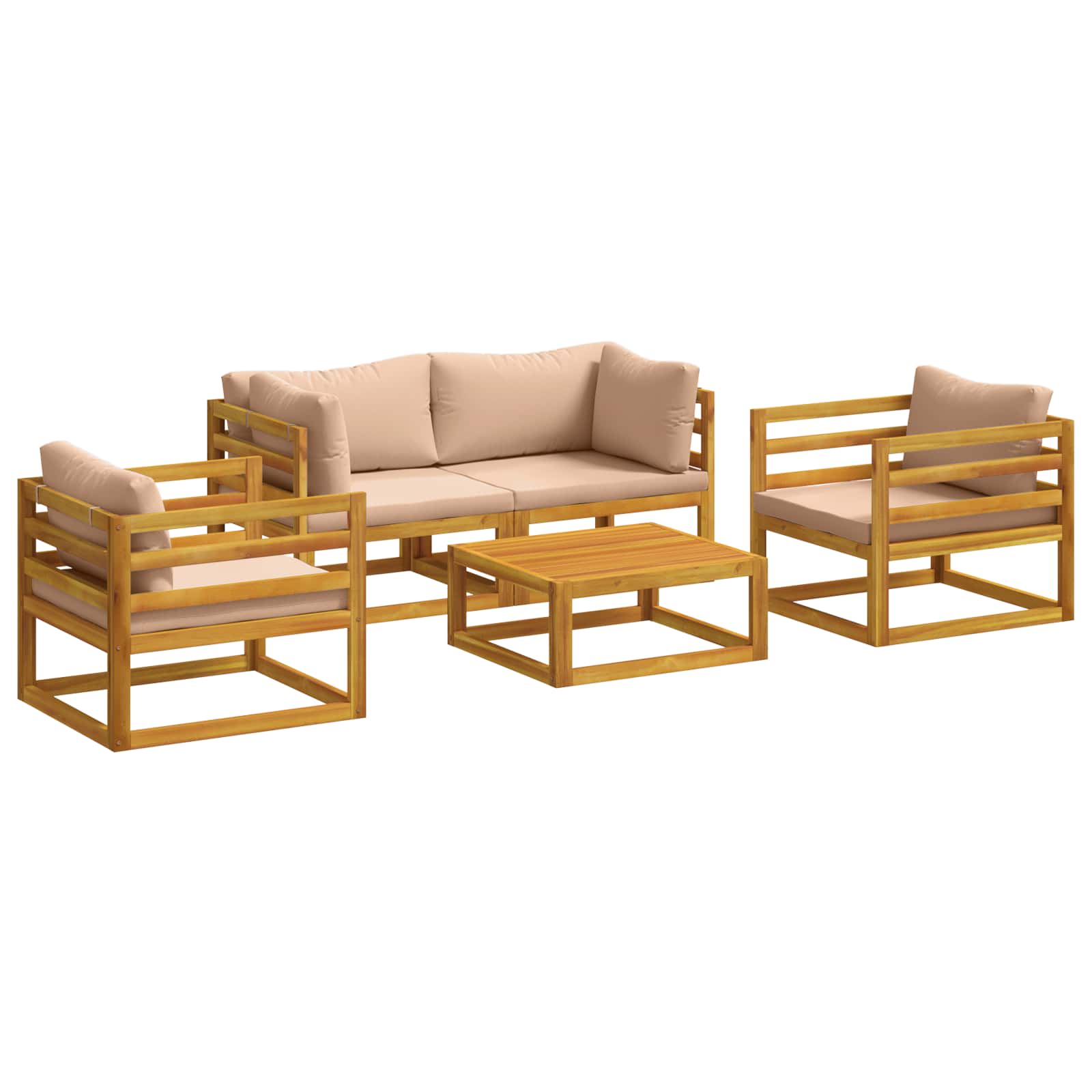 5-teiliges Garten-lounge-set Modular Natur Massivholz Akazie Vidaxl
