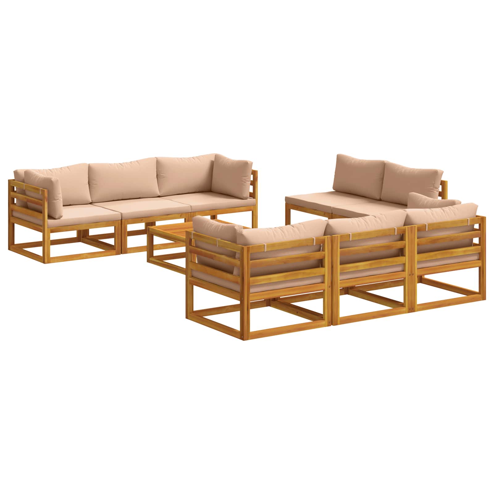 9-teiliges Garten-lounge-set, Modular Natur Massivholz Akazie Vidaxl