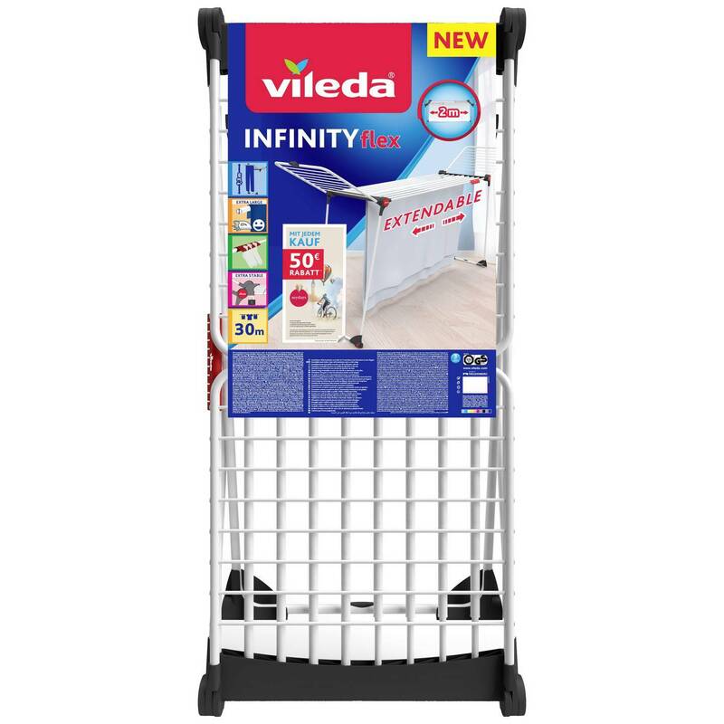 [neuwertig] B-ware Vileda Wäscheständer Wäschetrockner Indinity Flex 30m² Platzsparend Weiß