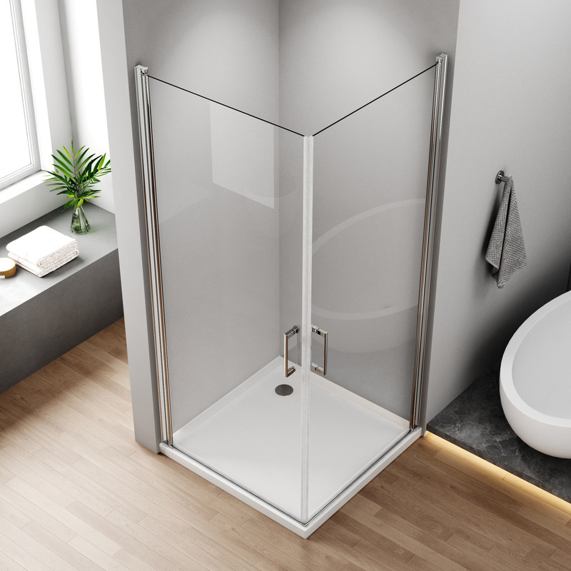 Wdwritti Duschkabinen 75x90 Cm Eckeinstieg Pendeltür Duschkabine Schwingtür Eckeinstieg Duschabtrennung Mit 6mm Nano Esg-sicherheitsglas, Duschwand Höhe 195cm