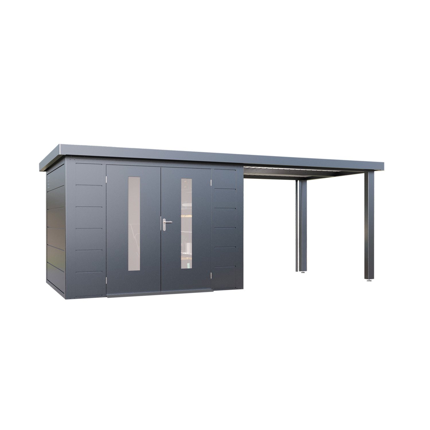 Finnhaus Wolff Metall-gerätehaus "elvar 5924", Anthrazit, 586 X 240 Cm