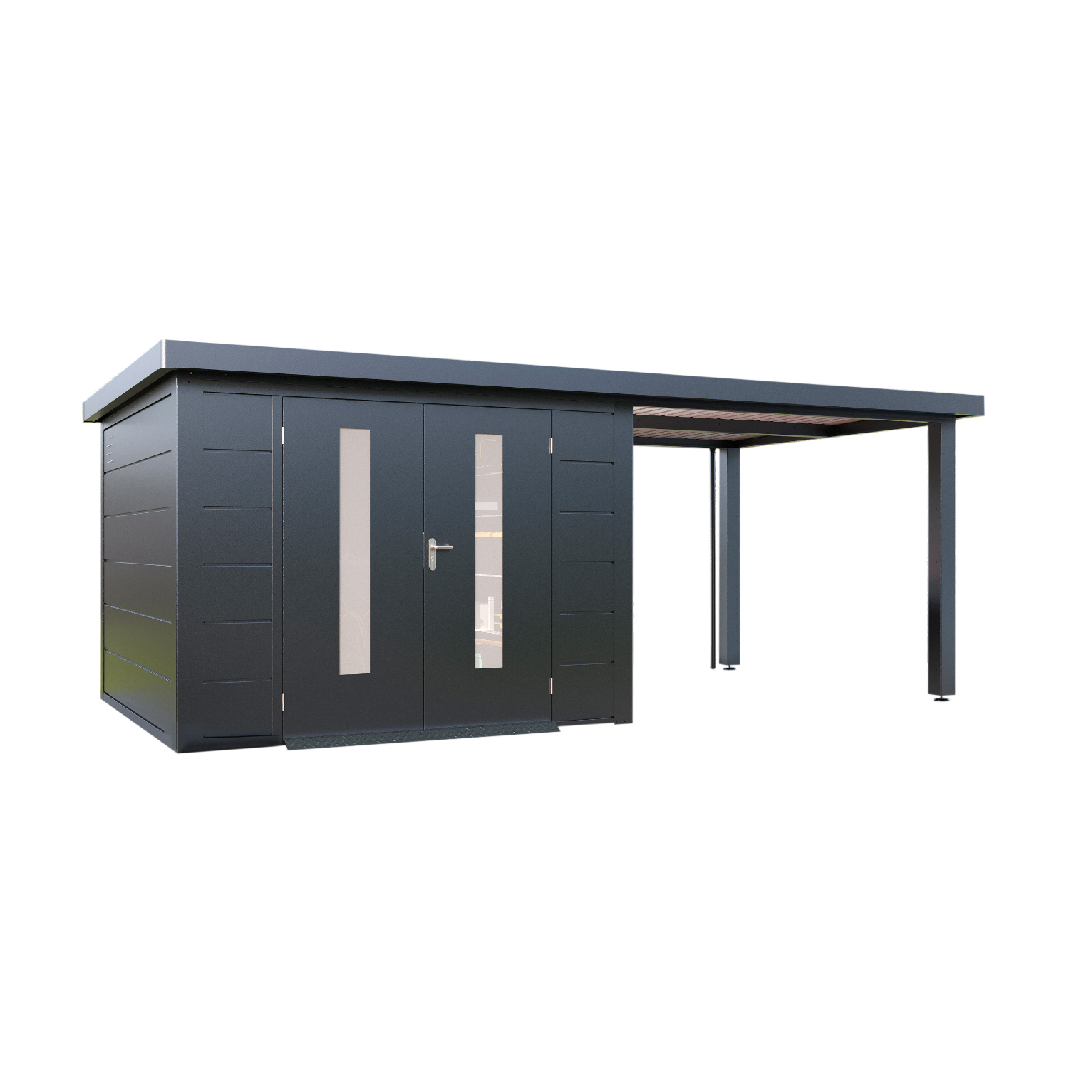 Finnhaus Wolff Metall-gerätehaus "elvar 5930", Anthrazit, 586 X 300 Cm