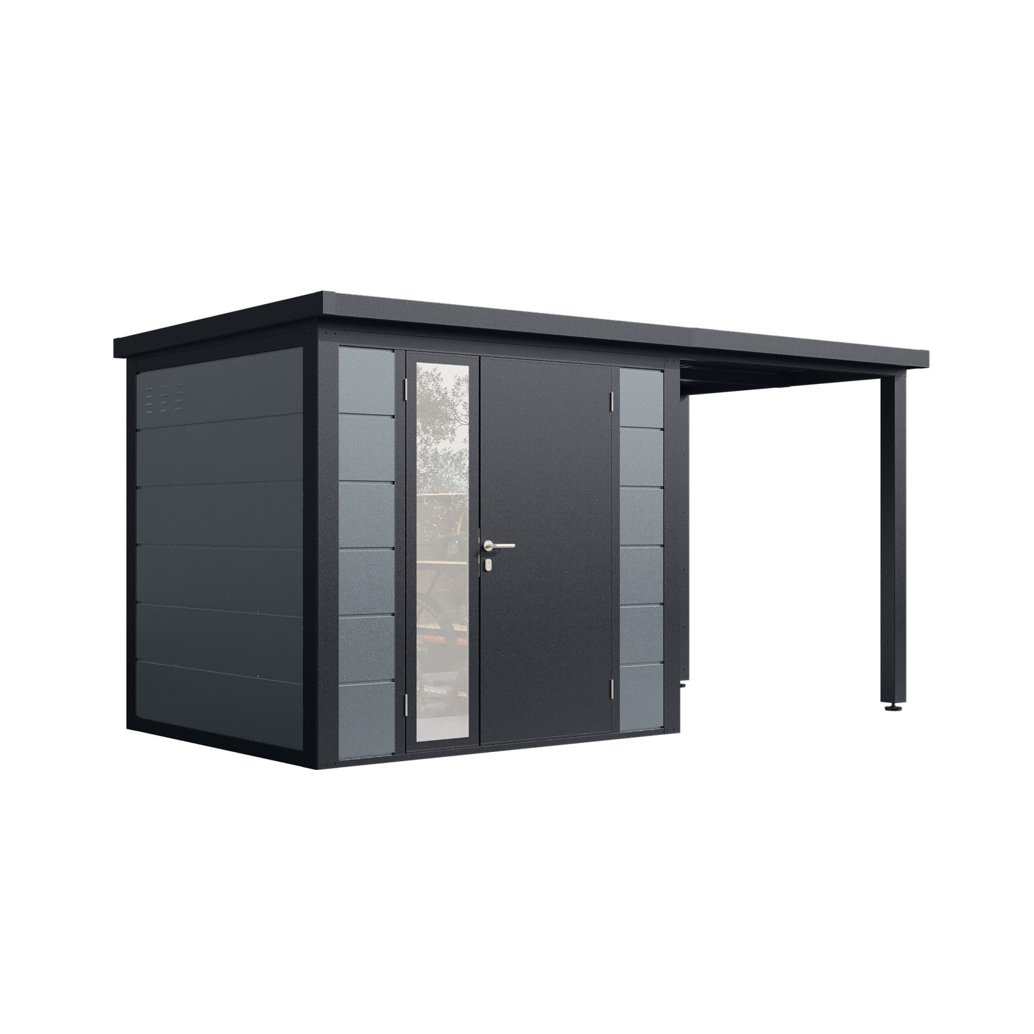 Finnhaus Wolff Metall-gerätehaus "linnea 4320", Felsgrau, 420 X 200 Cm