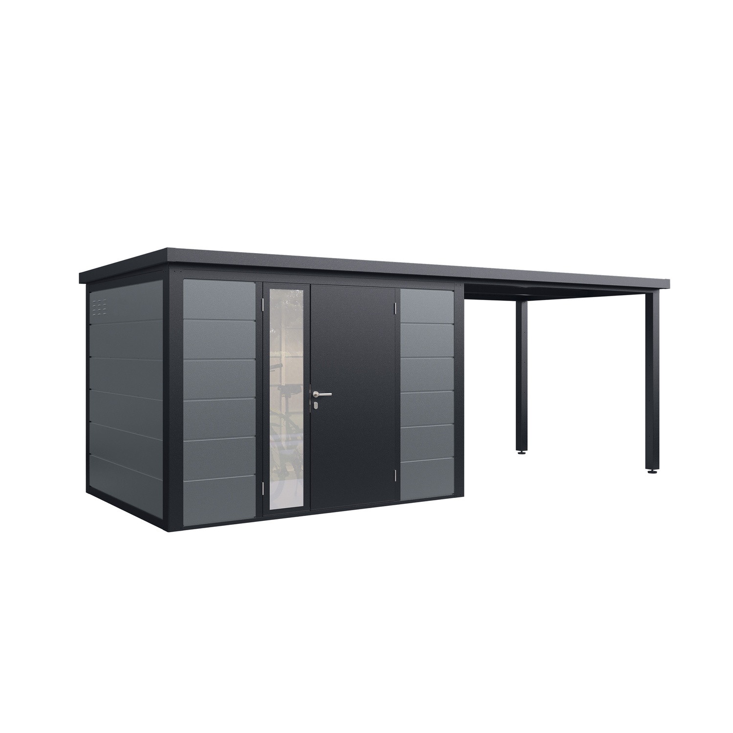 Finnhaus Wolff Metall-gerätehaus "linnea 5823", Felsgrau, 570 X 230 Cm