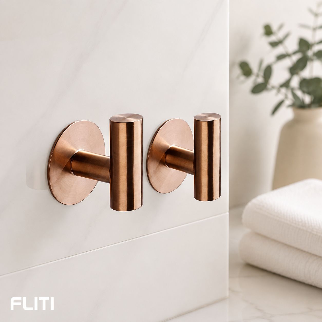Fliti Klebehaken, Fliti Edelstahl 304, Gebürstetes Gold, 2 Stück, Kein Bohren Erforderlich, Wasserfest, Für Bad Und Küche
