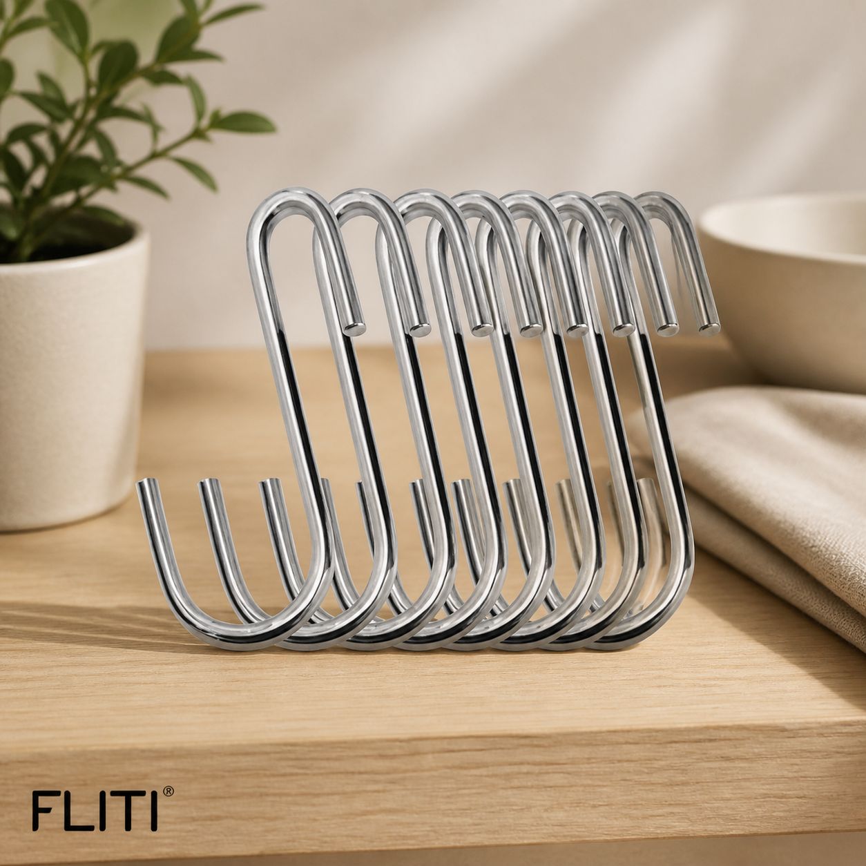 Fliti – 20er-pack Fliti S-haken, 6 Cm, Glattes Metall, Küche, Bad, Büro