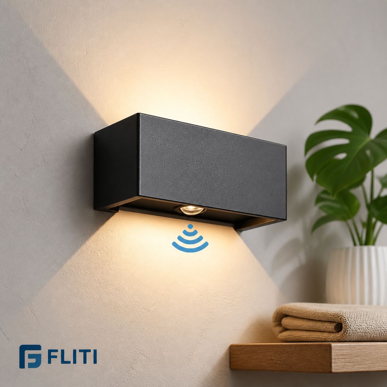 Fliti-ip65 Wasserdichte Led-wandleuchte Mit Bewegungsmelder, Aluminium, 3000 K, Für Innen Und Außen, 24 W, 20 X 10 X 10 Cm