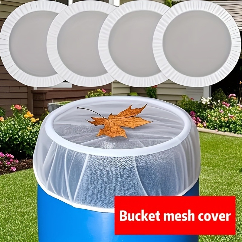 5-teiliges Set Polyester-netzabdeckungen Für 60-80 Cm Regenwassersammelbehälter – Weißes, Moskito- Und Blattdichtes Netz, Schutz Für Gartenfässer Und Eimer