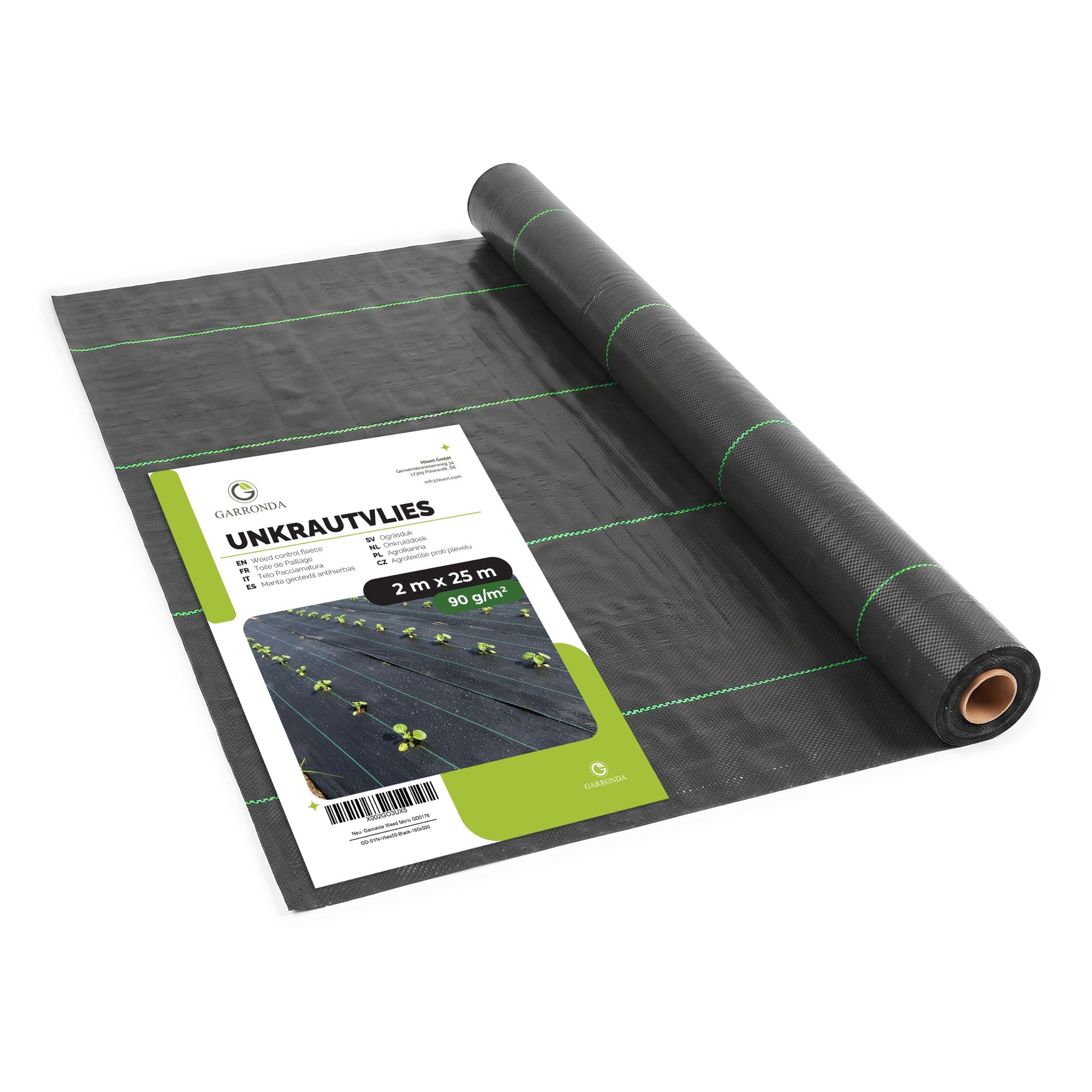 Garronda 90 G/m² 2 X 25 M 50m² Unkrautvlies Pp Gewebe Gartenvlies Gd-0193