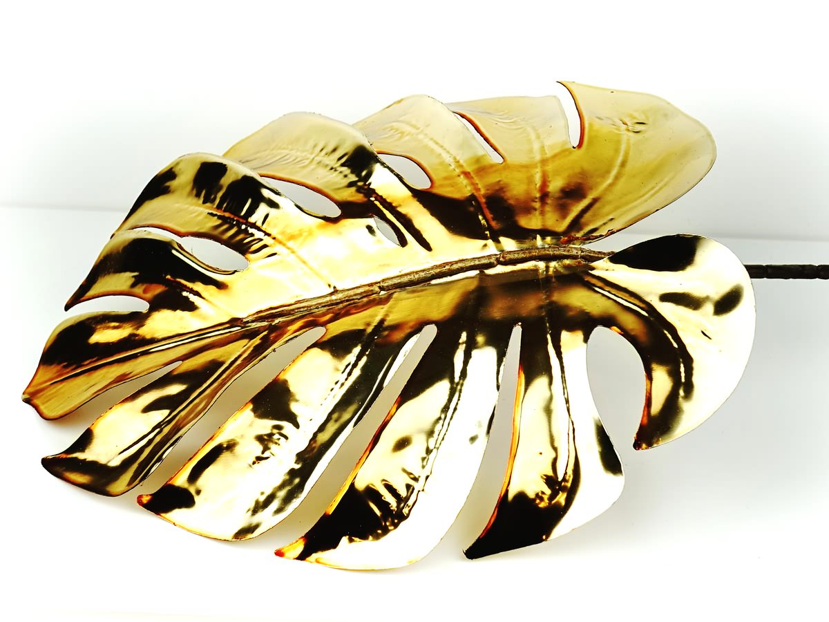 Weihnachts-dekoblatt Fensterblatt Monstera Altgoldfarben - Kunststoff 75 Cm