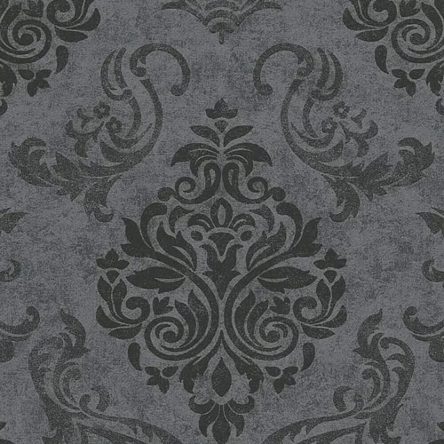 Livingwalls Tapete Barockmuster Schwarz Silber und Grau 53 cm x 10,05 m AS-953723