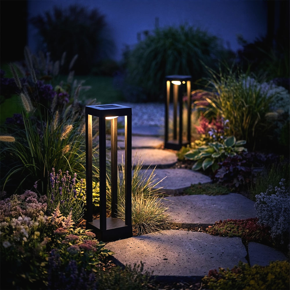 2x Led Solarleuchte Stecklampe Außen Gartenleuchte Erdspieß Schwarz H 35,5 Cm