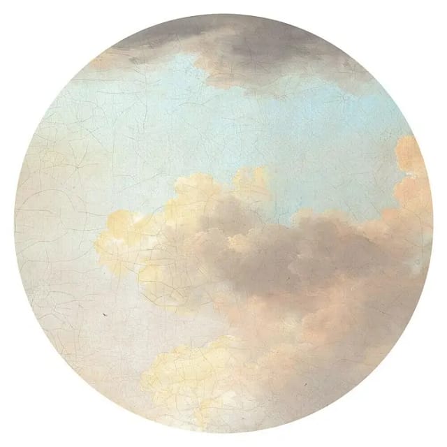 Sanders & Sanders Selbstklebende Runde Tapete Clous Blau und Beige Ø 125 cm 611729