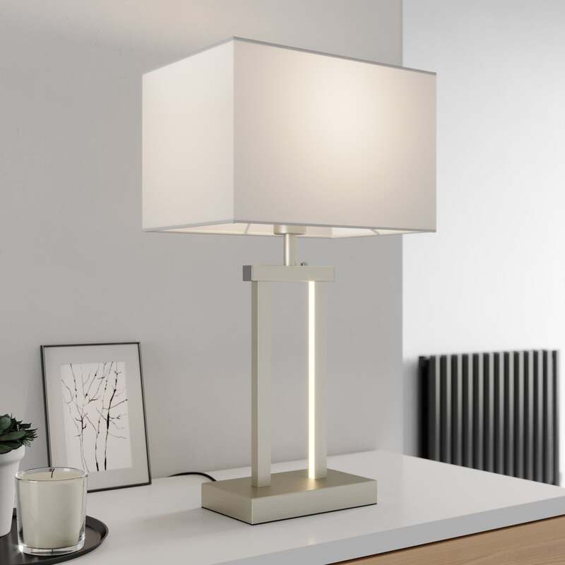[gebraucht] B-ware Lindby Tischleuchte Lampe Sigurd Led Dimmbar Stoffschirm Weiß Höhe 54cm E27