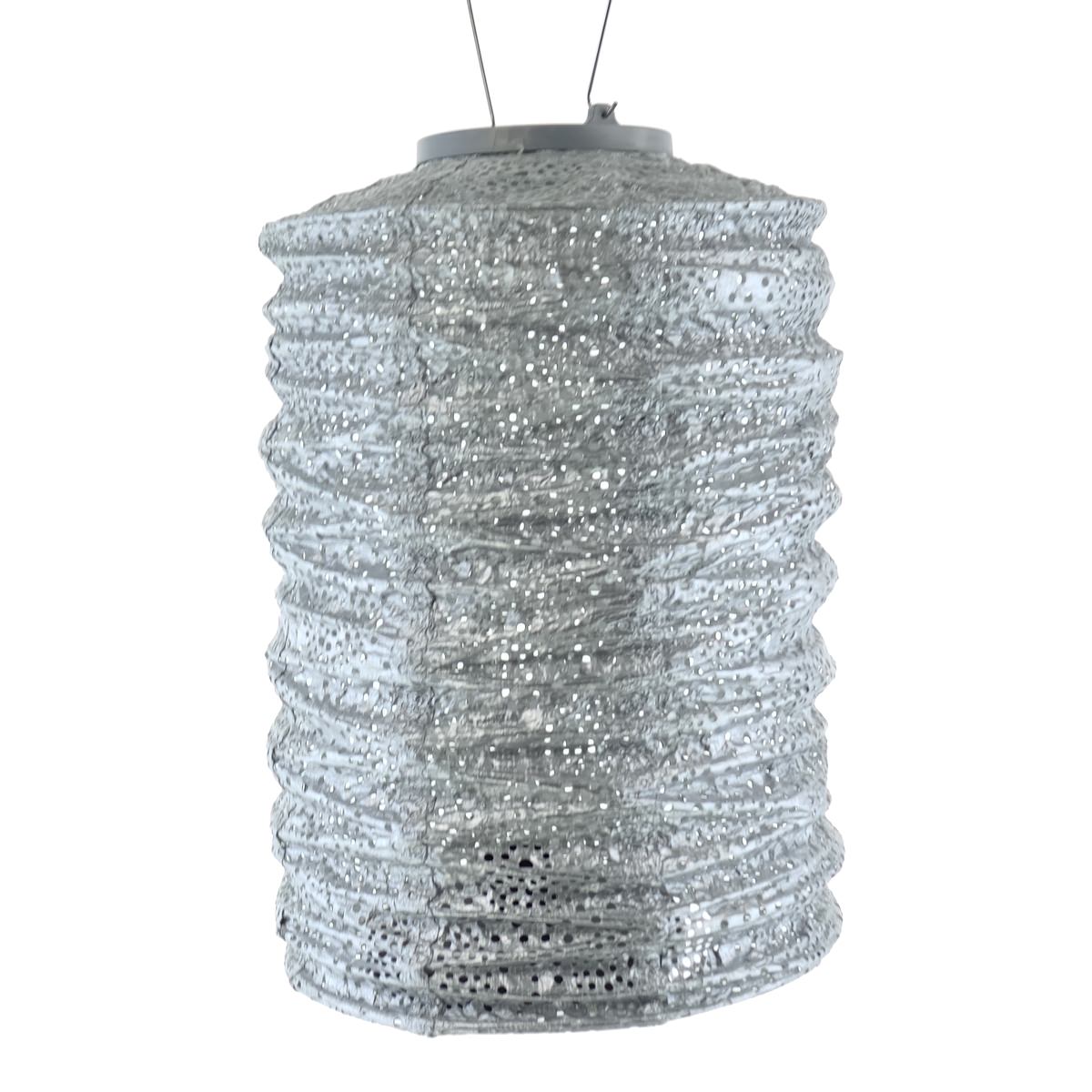 Lumiz Lampion Solarlampe Cylinder 18 Occult Silver Silberfarben Ø 18 Cm - Tyvek®