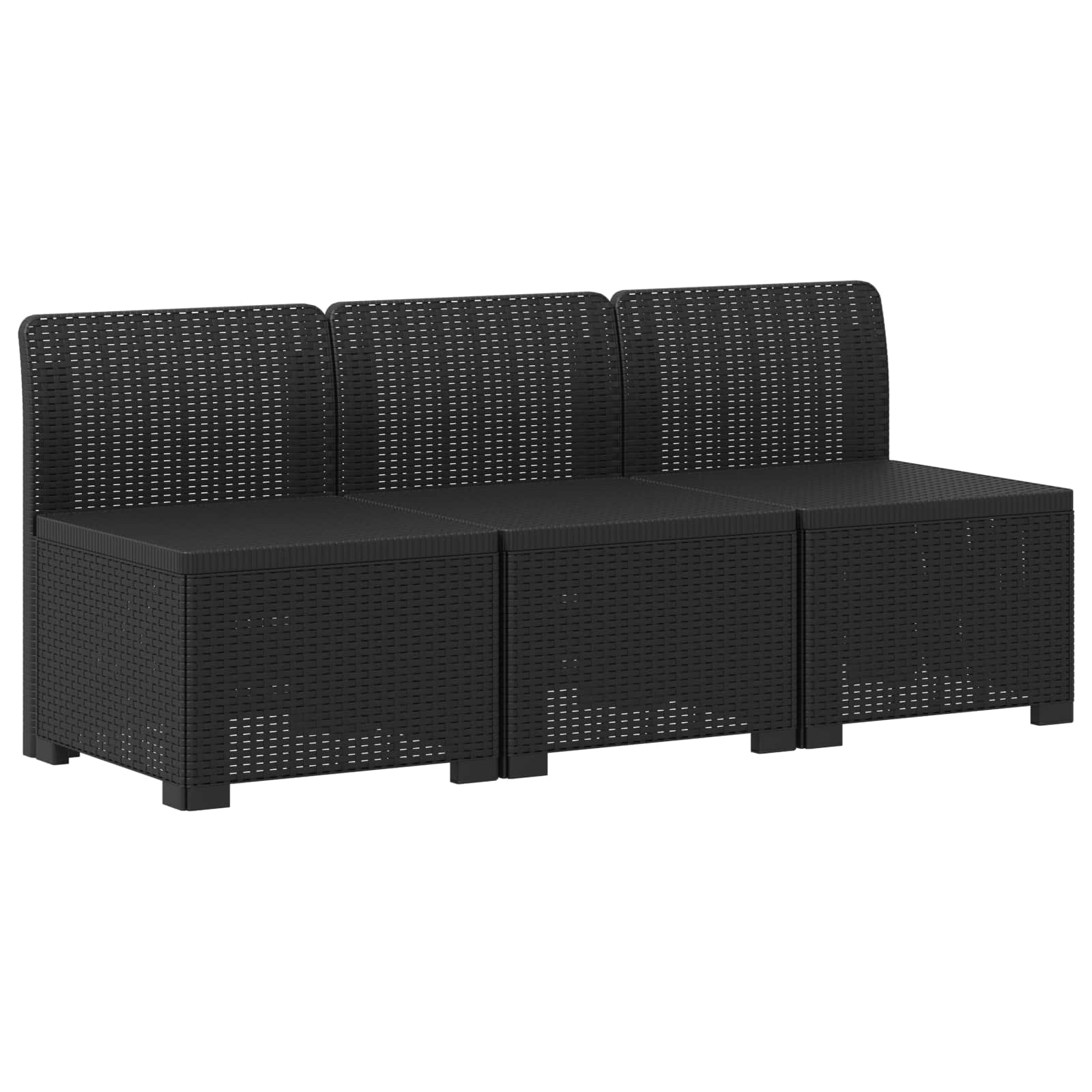 Maison Exclusive - 3-sitzer Garten Sofa Rattan Look Pp Anthrazit