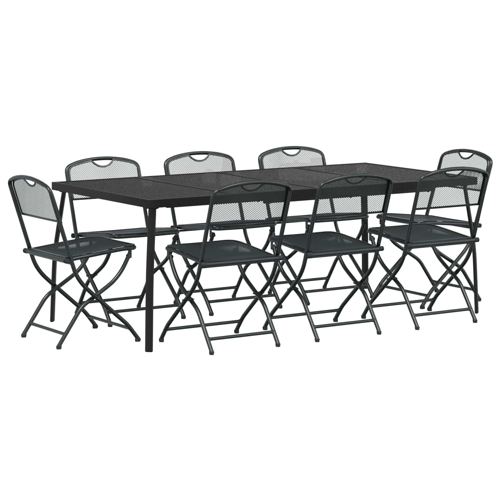 Maison Exclusive - Gartenmöbel Set 9 Stk. Anthrazit Eisen Und Sta