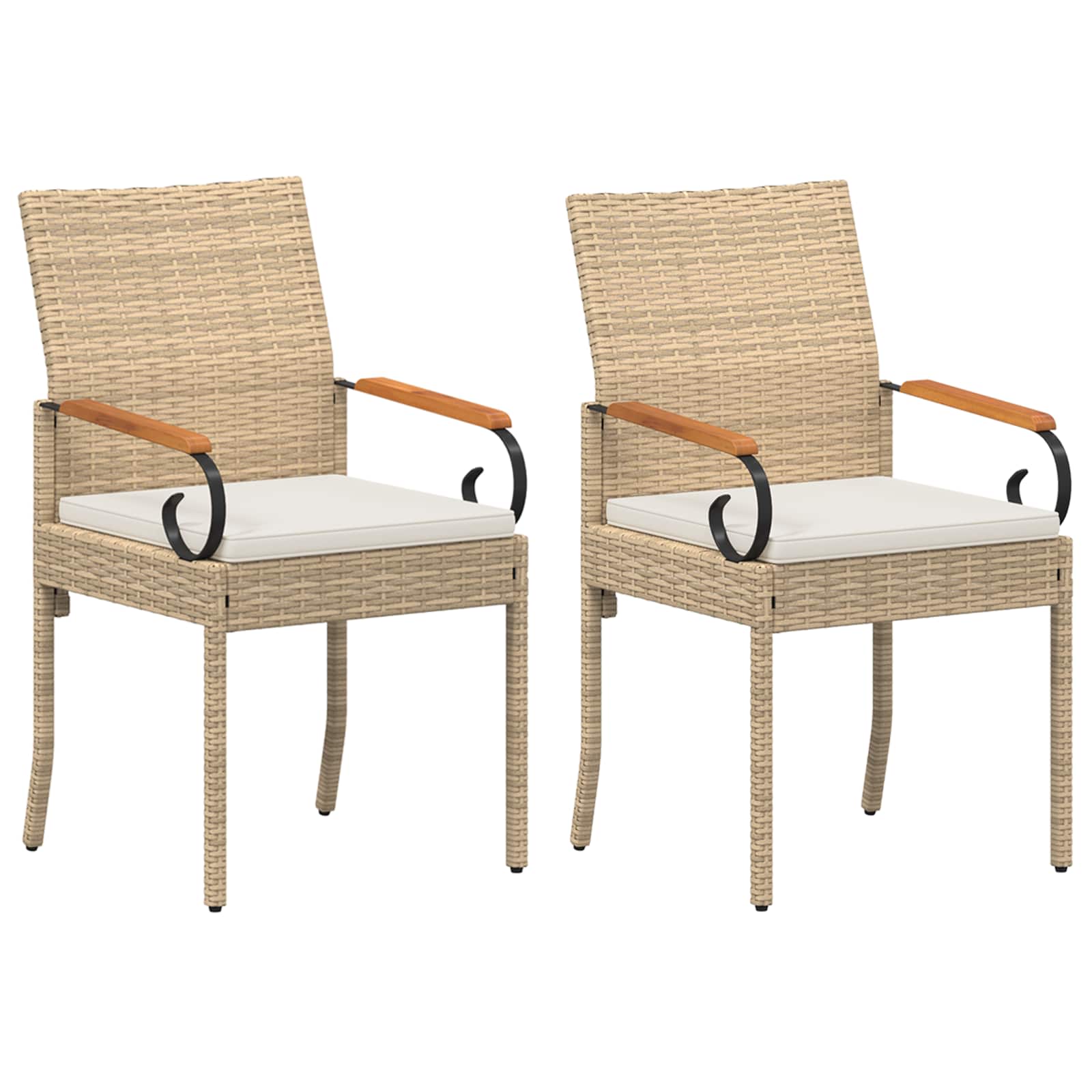 Maison Exclusive - Gartenstühle 2 Stk. Beige Und Cremeweiß Poly-r