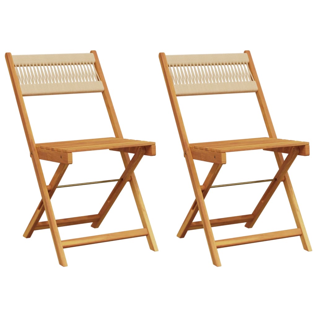 Maison Exclusive - Klappstühle, 2 Stück, Beige, Massives Akazienh