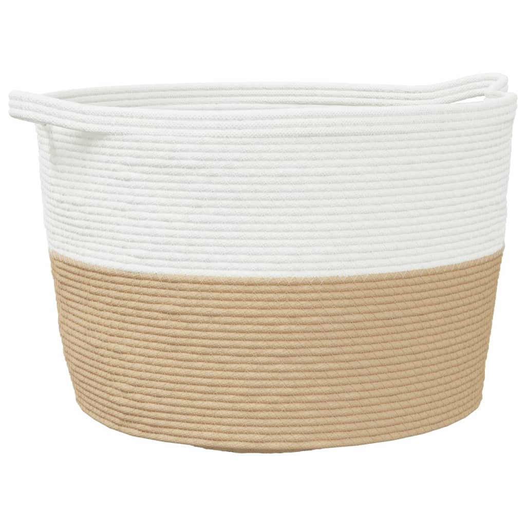 Maison Exclusive - Wäschekorb Beige Und Weiß Ø60x36 Cm Baumwolle
