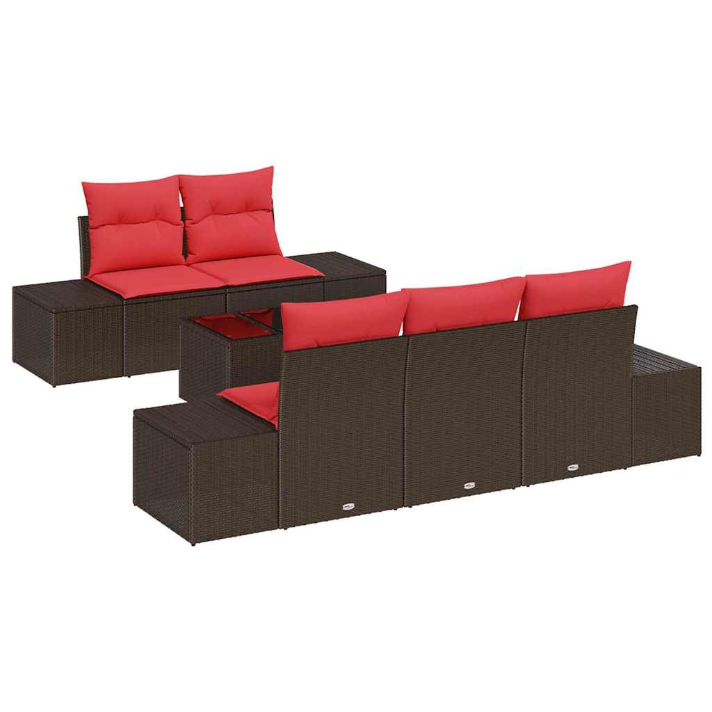Maison Exclusive - Garten-sofa-set 6 Stk. Beige Und Rot Poly-ratt