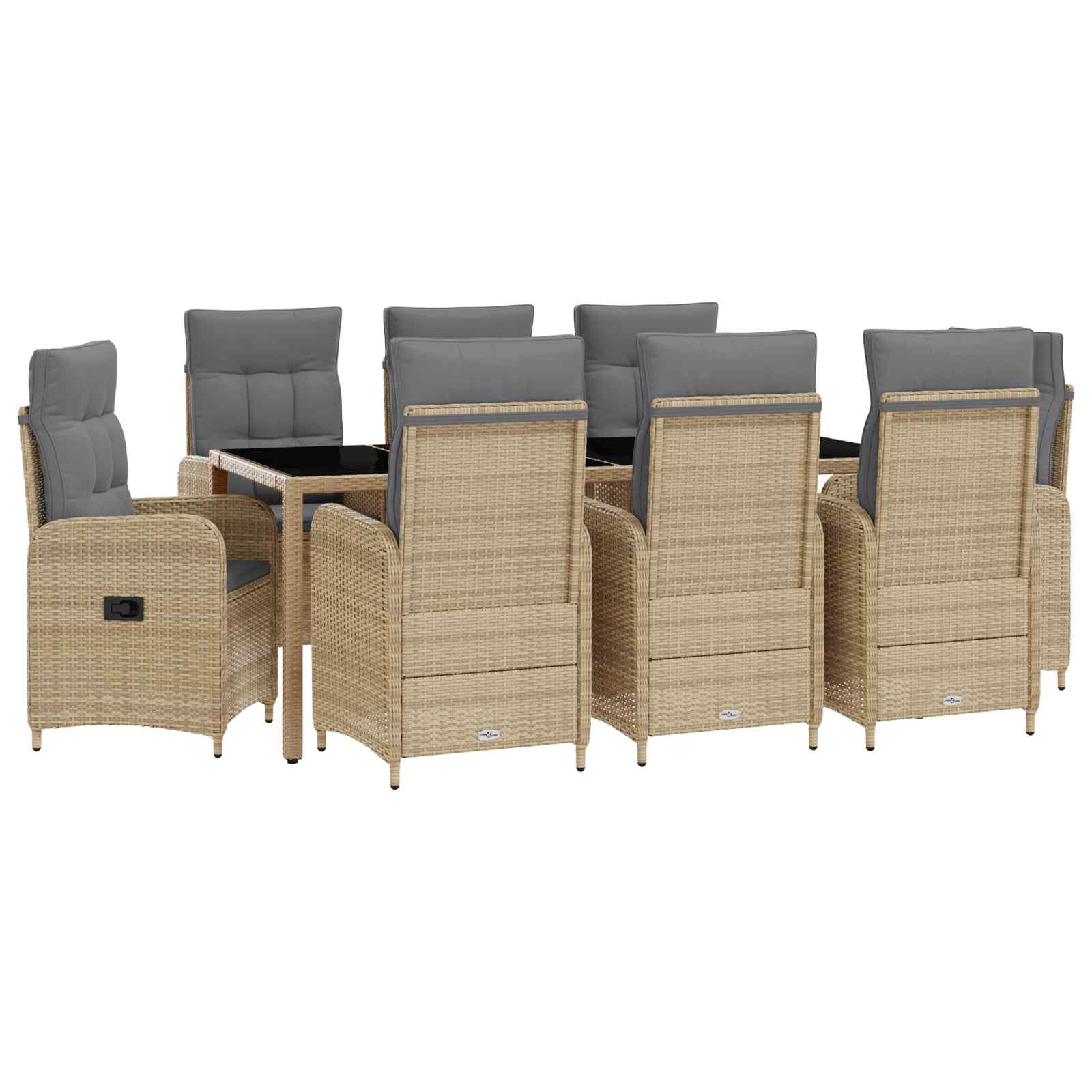 Maison Exclusive - Outdoortisch-set 9 Stk. Beige Und Hellgrau Pol
