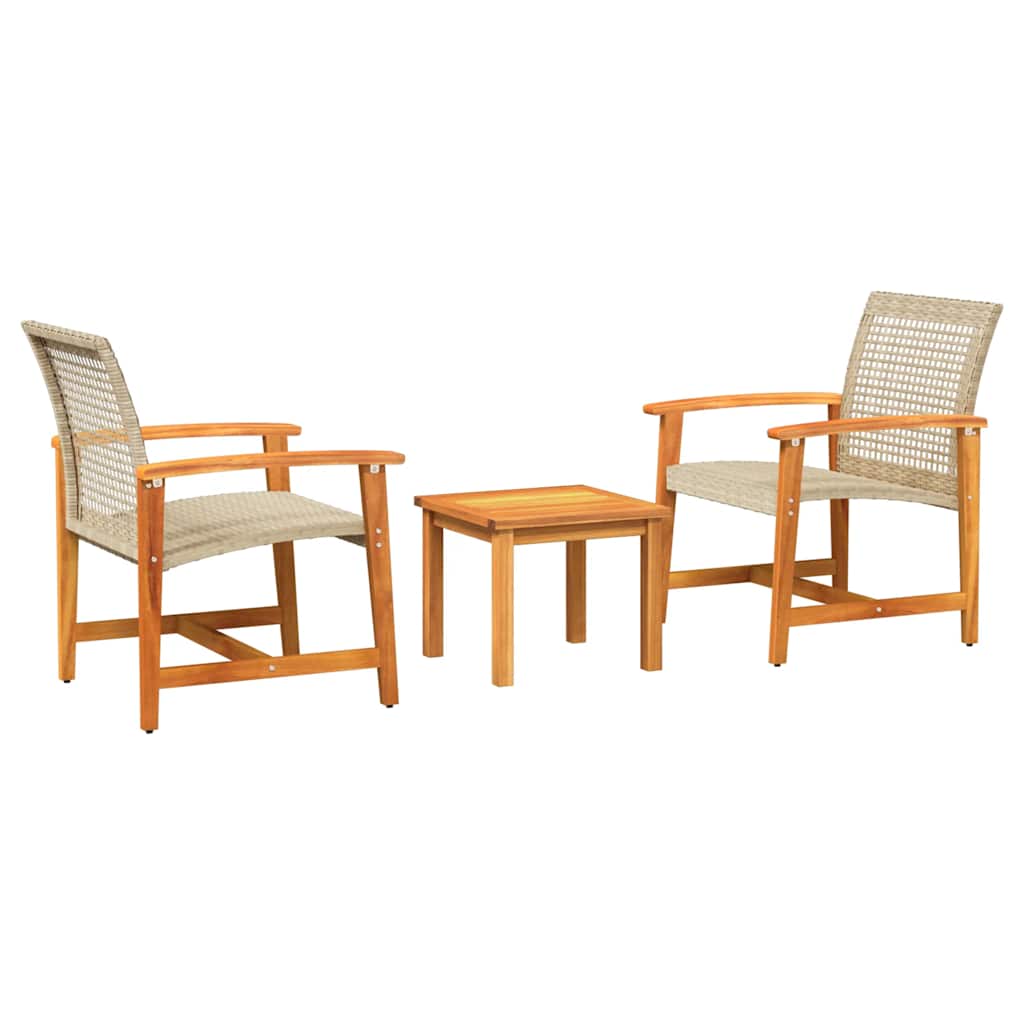 Maison Exclusive - 3-tlg. Bistro-set Beige Poly Rattan Und Akazie