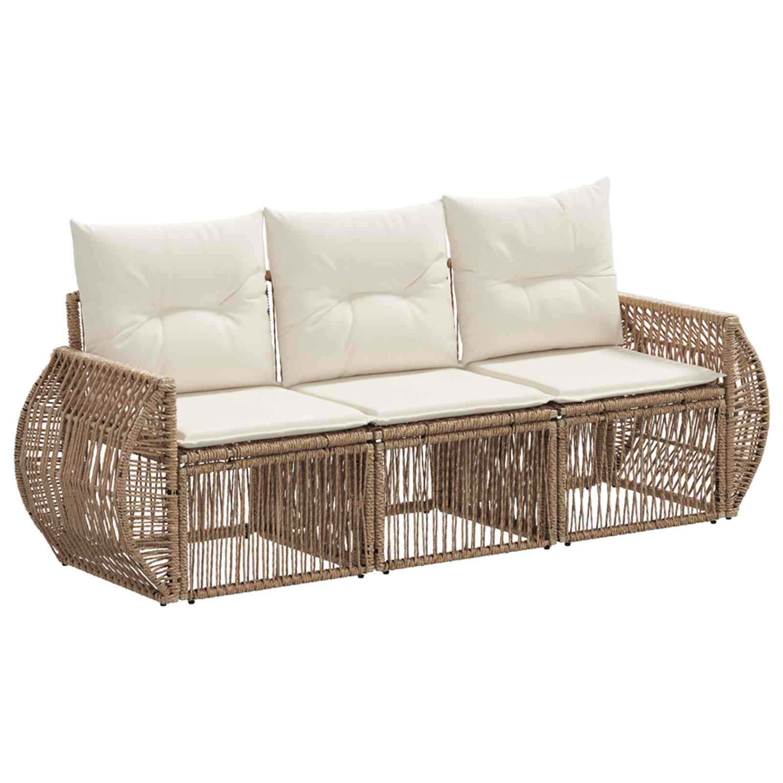 Maison Exclusive - Gartensofa-set 3 Stk. Beige Und Cremeweiß Poly