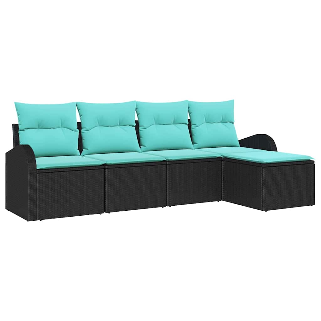 Maison Exclusive - Sofa Set 5 Stk. Schwarz Und Türkis Poly-rattan