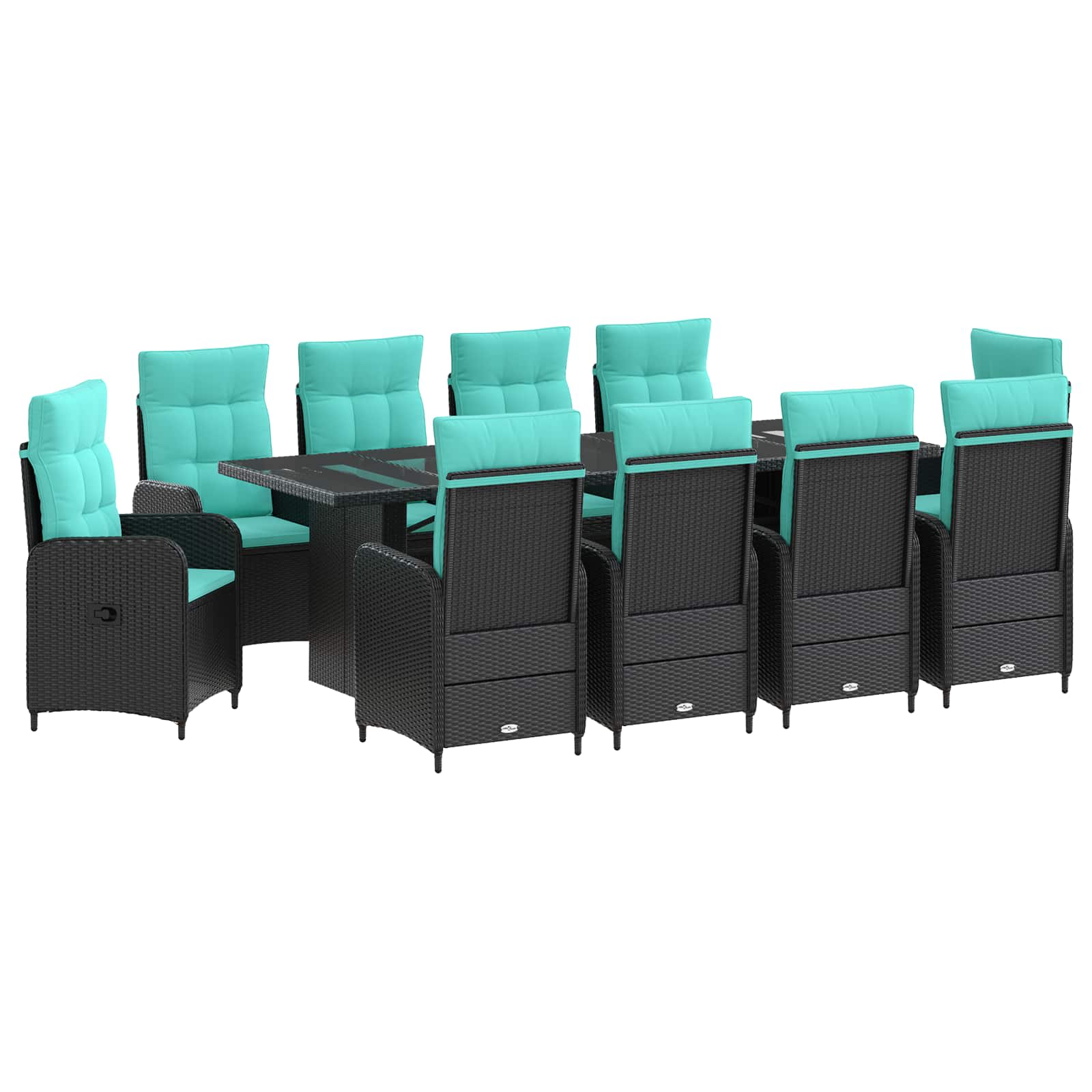 Maison Exclusive - Outdoortisch-set 11 Stk. Schwarz Und Türkis Po