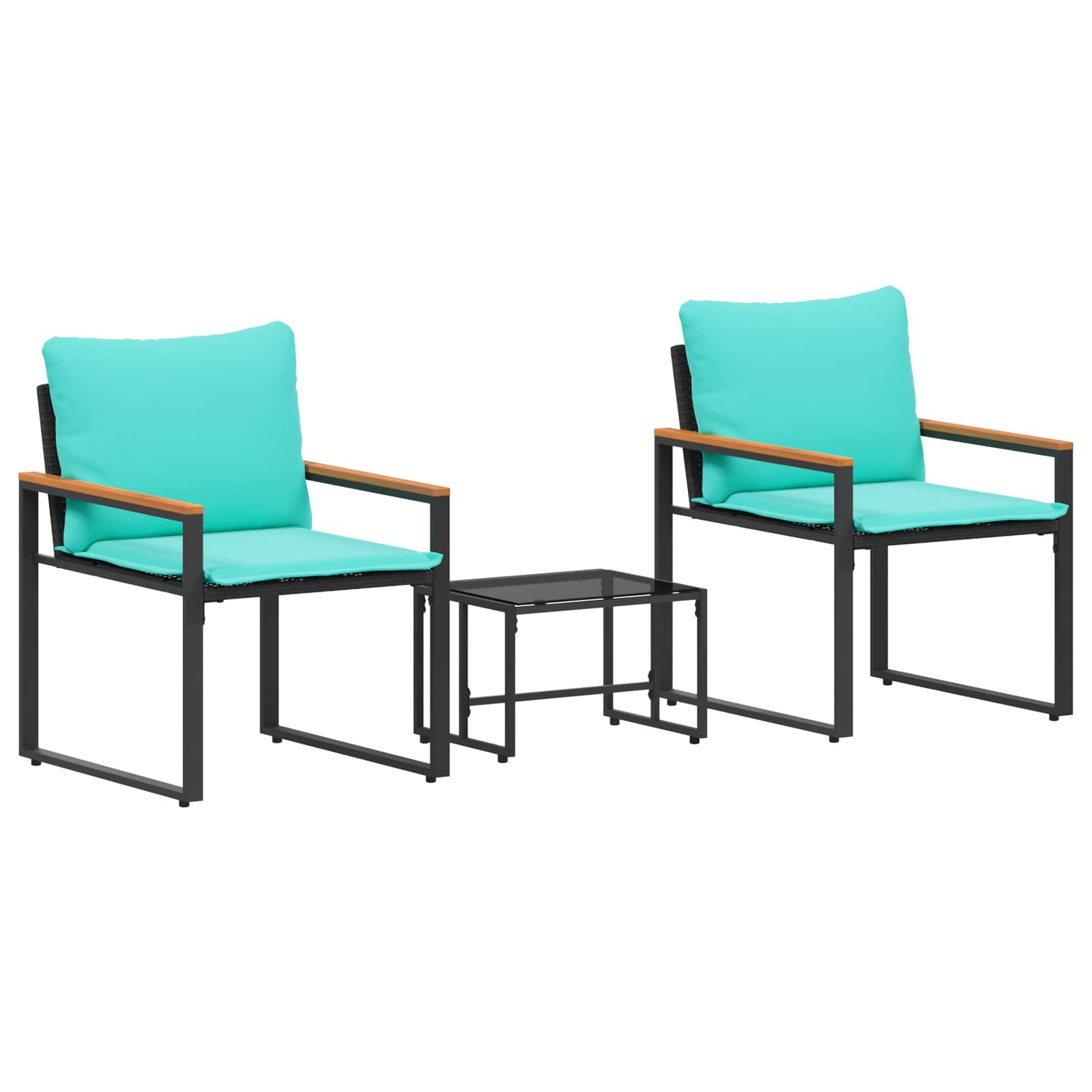 Maison Exclusive - Möbelsets 3 Stk. Schwarz Und Türkis Rattan