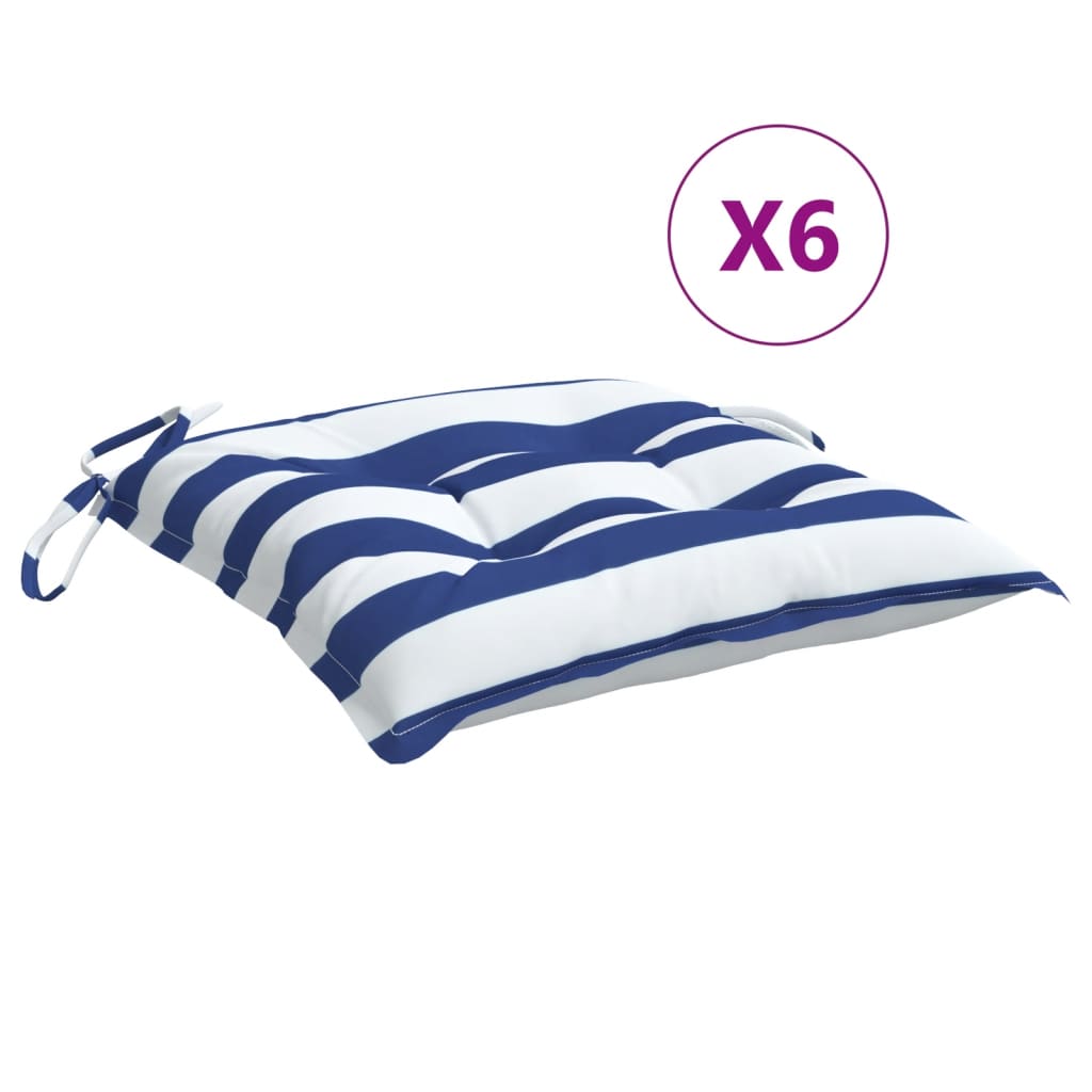 Maison Exclusive - Stuhlkissen 6stk. Blau & Weiß Gestreift 50x50x