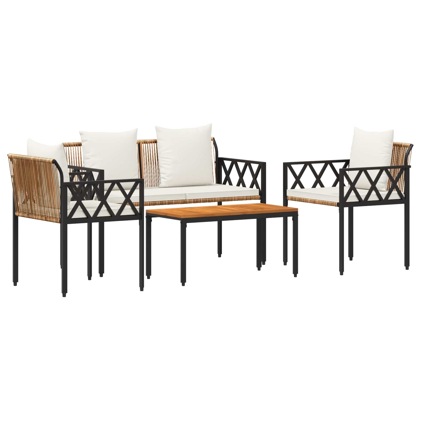 Maison Exclusive - Gartenmöbel-set 4 Stk. Braun Und Creme Weiß Po