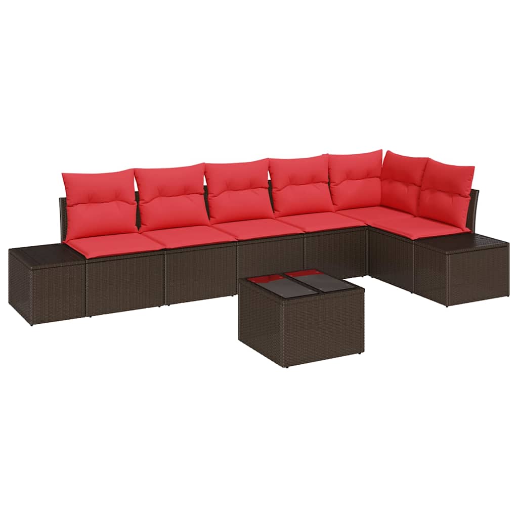 Maison Exclusive - Gartensofa-set Mit Speicher Braun Und Rot Poly