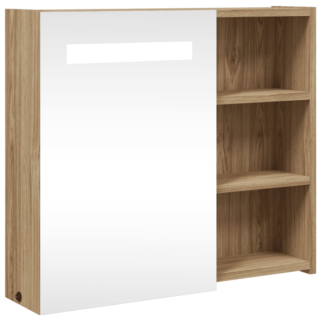 Maison Exclusive - Spiegelschrank Mit Led-beleuchtung Eichenoptik