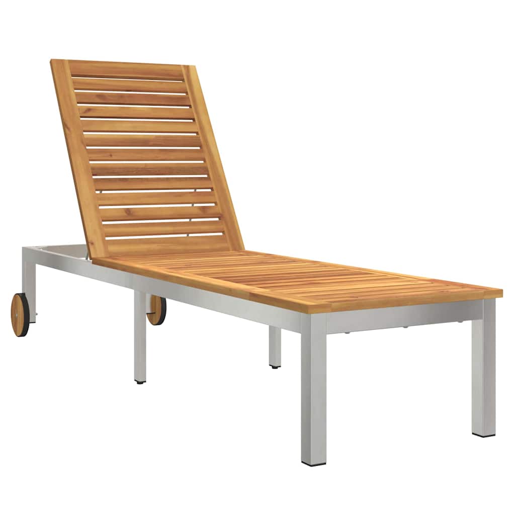 Maison Exclusive - Sonnenliege Massives Akazienholz Und Edelstahl