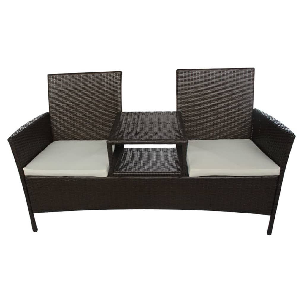 Maison Exclusive - Gartensofa 2-sitzer Mit Teetisch Poly Rattan B