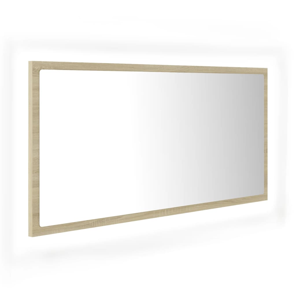 Maison Exclusive - Led-badspiegel Sonoma-eiche 90x8,5x37 Cm Acryl