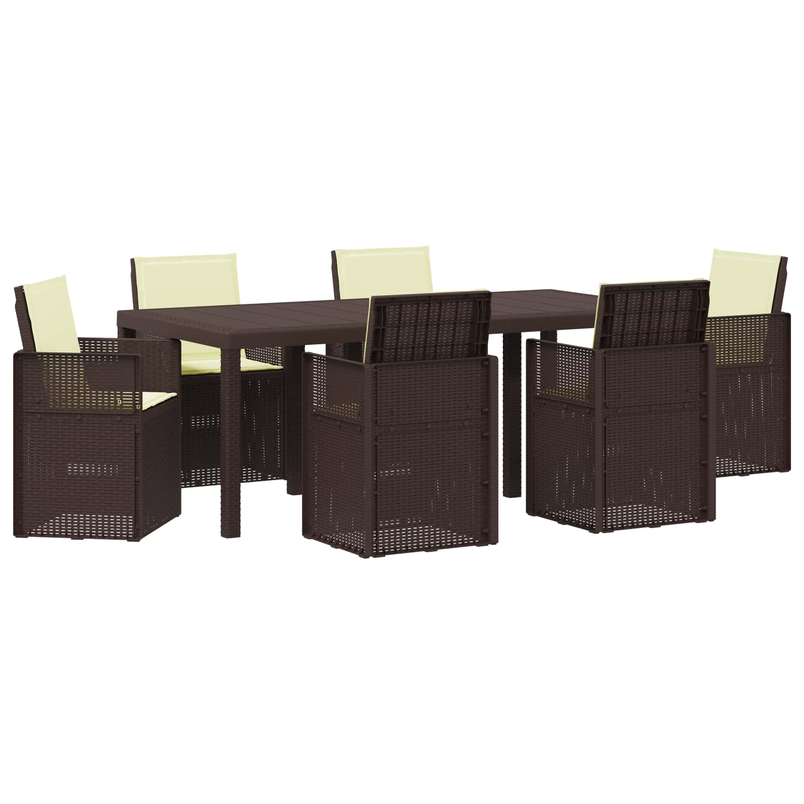 Maison Exclusive - Garten Essgruppe 7 Stk. Braun Und Creme Pp