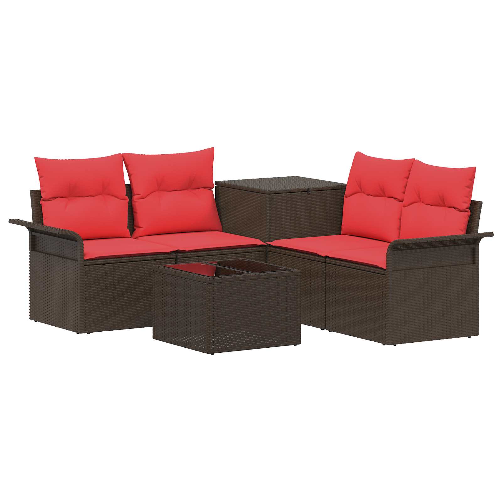 Maison Exclusive - Sofa Set 6 Stk. 4-sitzanzahl Braun Und Rot Pol
