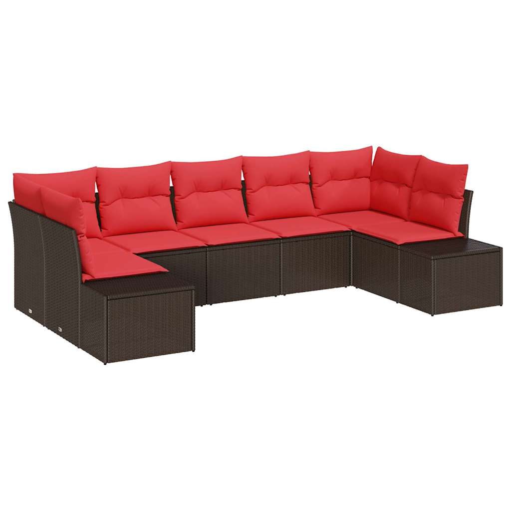 Maison Exclusive - Gartensofa-set 7 Stk. 7-sitzanzahl Braun Und R