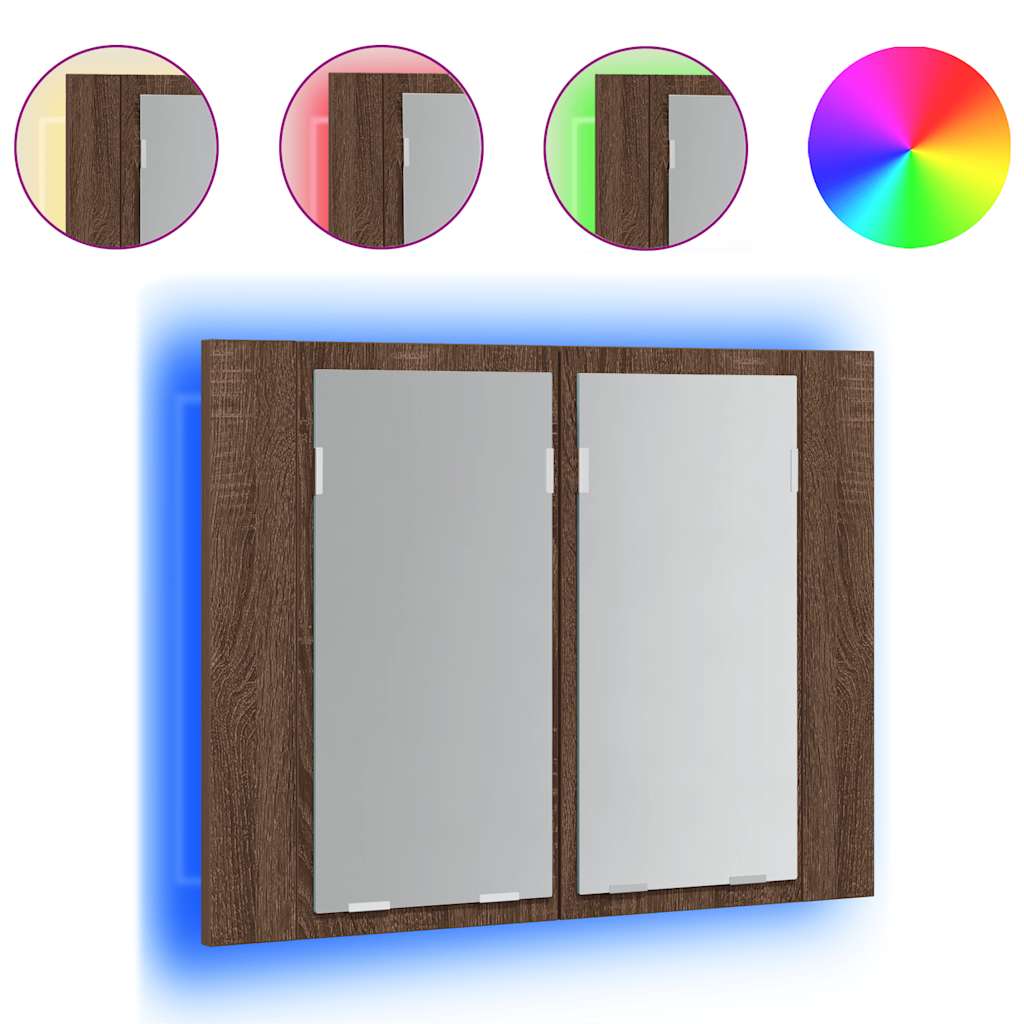 Maison Exclusive - Led-spiegelschrank Braun Eichen-optik 60x12x45
