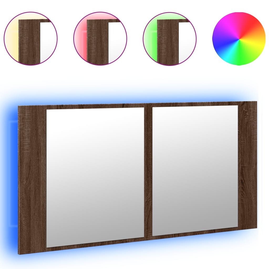 Maison Exclusive - Led-spiegelschrank Braun Eichen-optik 90x12x45