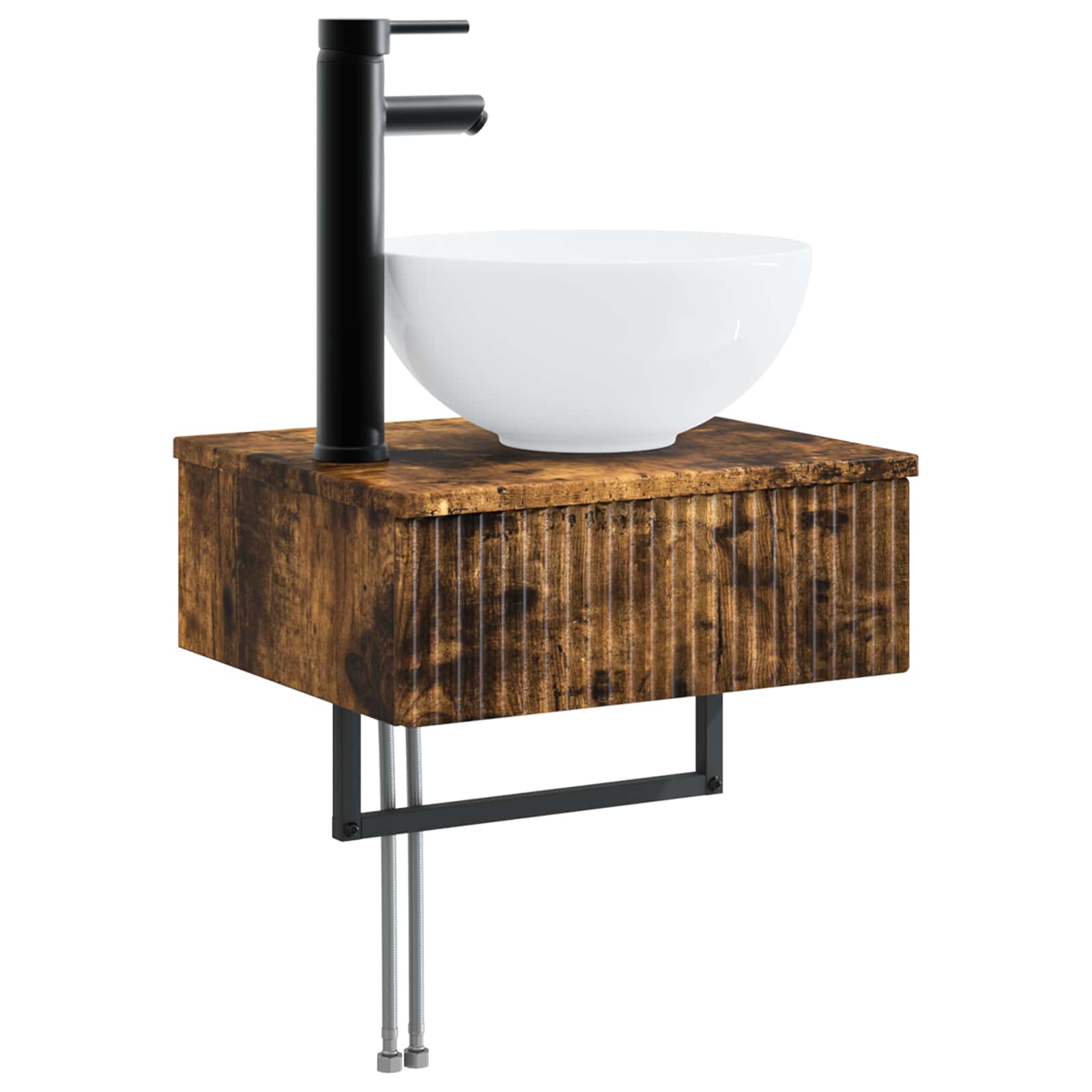 Maison Exclusive - Wandmontiertes Waschbecken Geräucherte Eiche 4