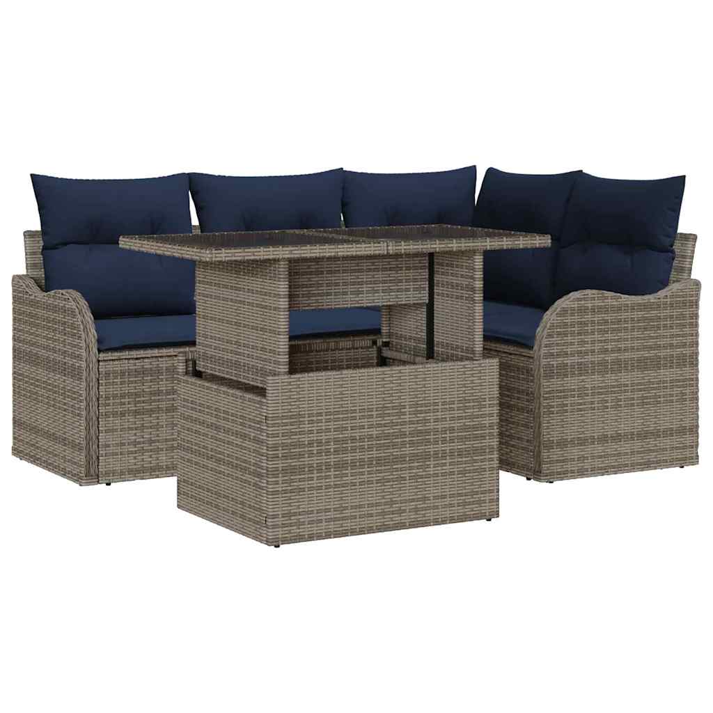 Maison Exclusive - Outdoortisch-set 5 Stk. Grau Poly Rattan