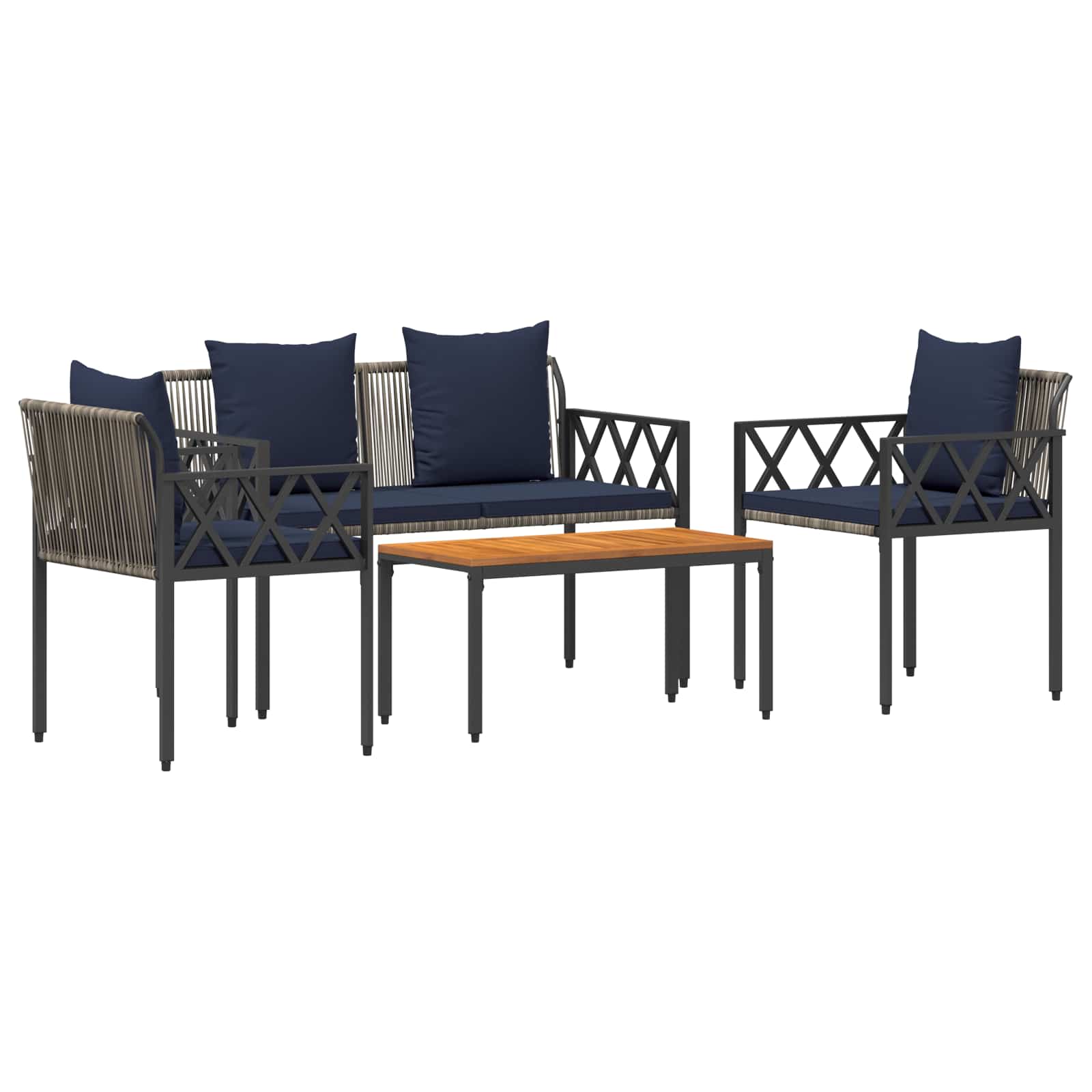 Maison Exclusive - Gartenmöbel-set 4 Stk. Grau Und Marineblau Pol