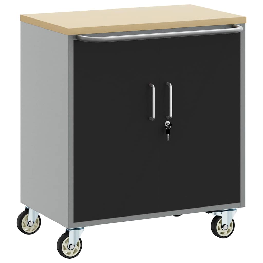 Maison Exclusive - Trolley Rolling Workbench Schwarz Und Grau 75