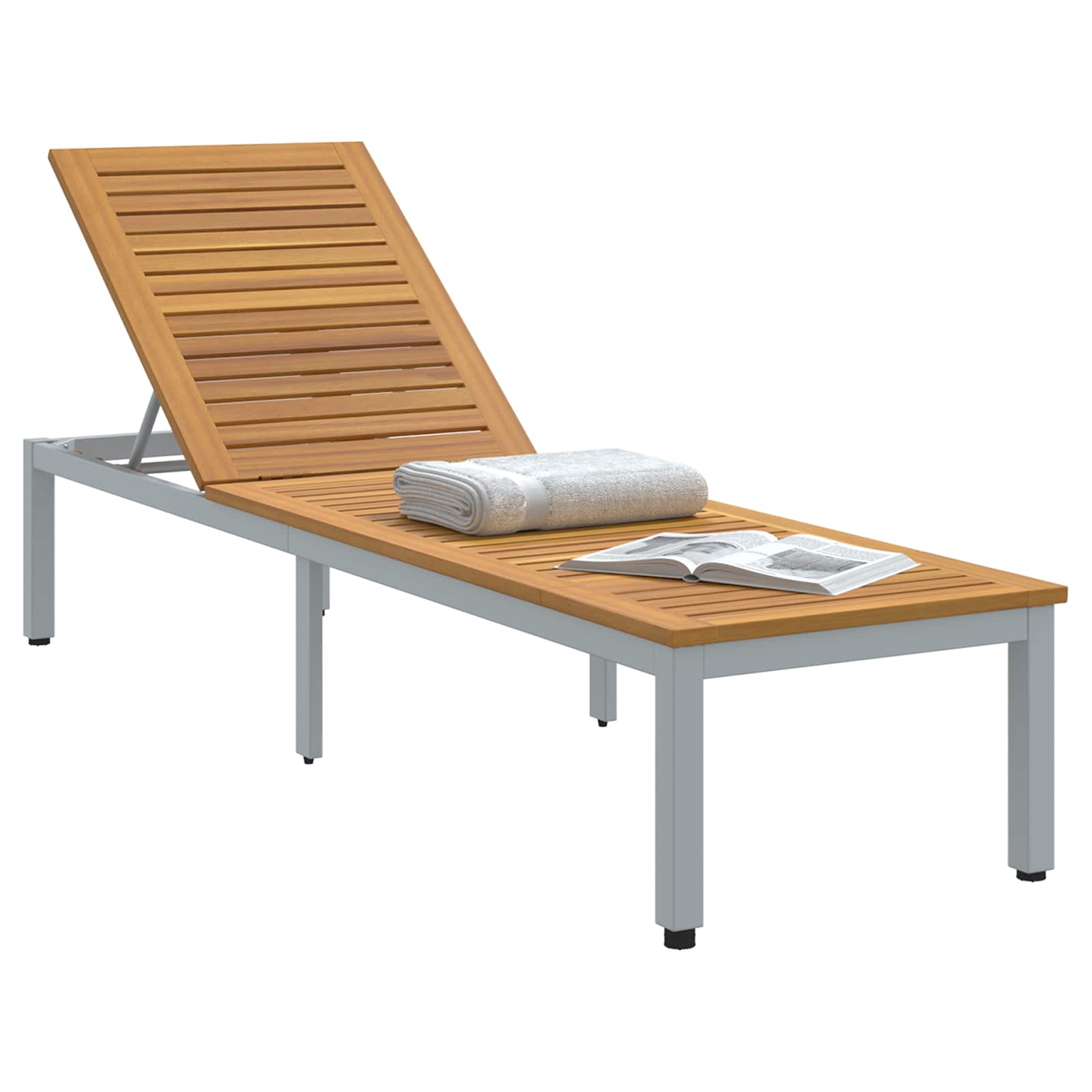 Maison Exclusive - Sonnenliege Grau 200 X 55 X 35 Cm Massivholz A